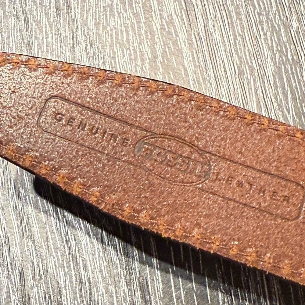 Vintage Fossil Brown Leather Southwest Silver Concho Cowgirl Boho Belt Sz M 33”